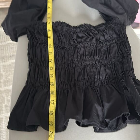 ASTR The Label Revolve Savina Ruched Bubble Sleeve Top in Black Size Small - Picture 8 of 9